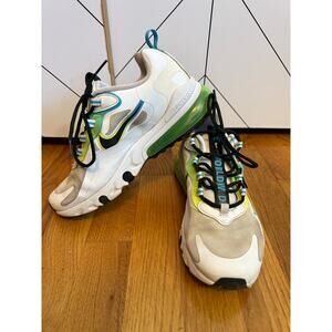 Nike Air Max 270 React Worldwide Kids 5 Youth White Green Sneakers Sporty Neon